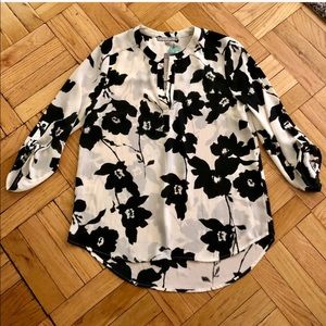 Black and white floral blouse